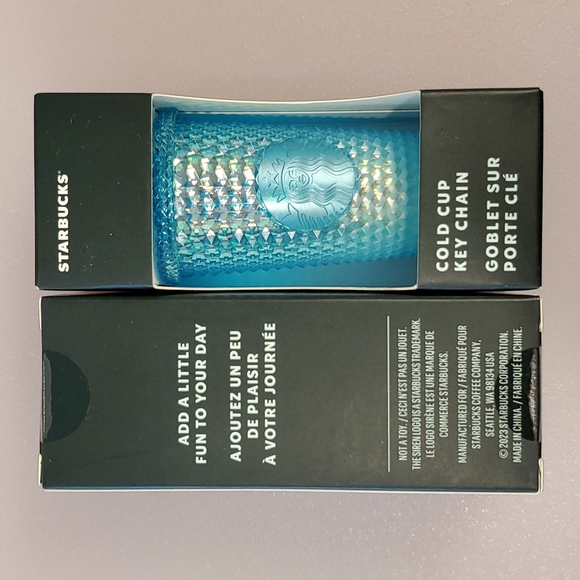 Starbucks Other - Starbucks Pale blue gold metallic coffee cold cup ornament key chain